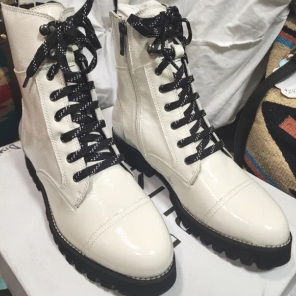 Donald J. Pliner Shoes - DONALD PLINER Patent Leather Combat Boots Size 7.5